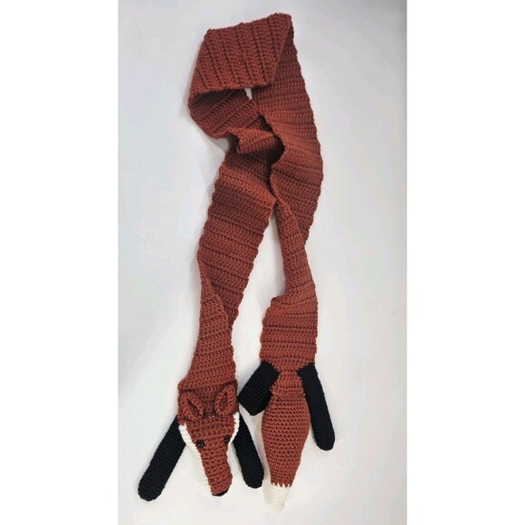 Vintage Crochet Fox Scarf Button Eye Stuffed Head And Tail ~5'× 3" Handmade - Picture 5 of 5